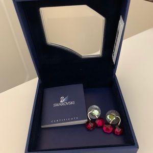Swovski Crystal Red Juicy Cherry Earrings NWOT